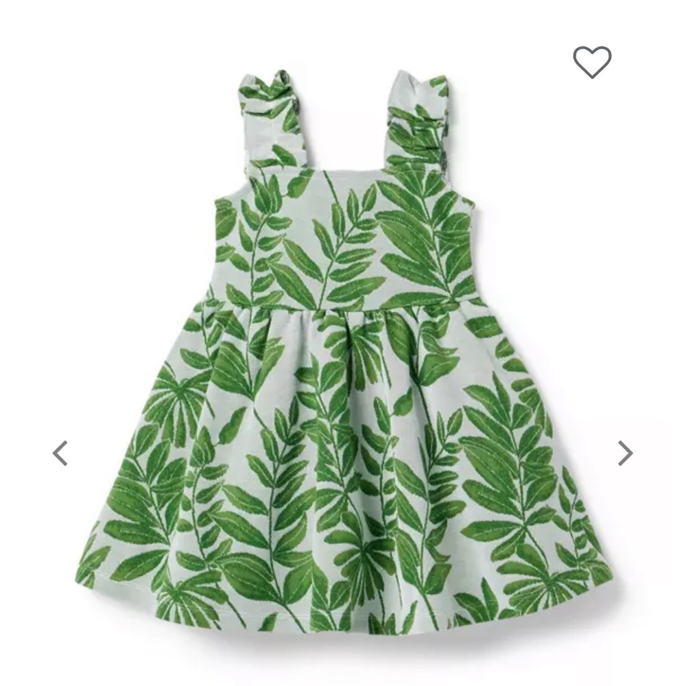 New with tags Janie and Jack floral jacquard palm green and white leaf dress - Picture 1 of 5